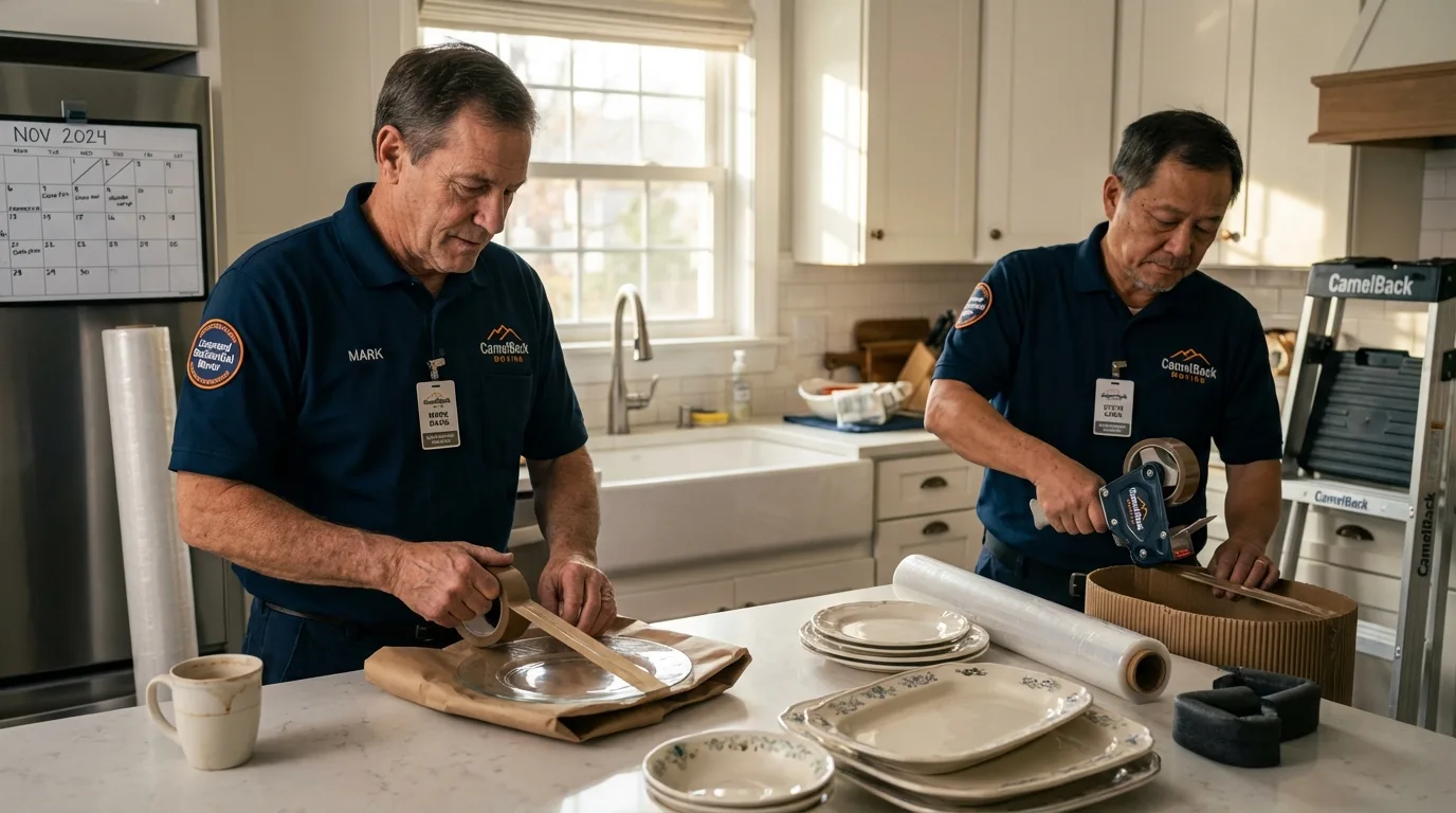 Professional crew packing kitchen dishware in Eagar, AZ